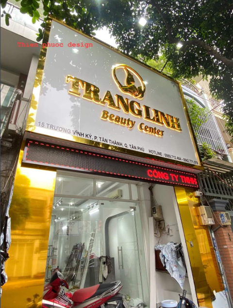 tấm alu trắng chữ inox trang linh